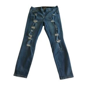Torrid Women Skinny Jean Plus Size 18 Blue Medium Wash Ripped Stretch High Rise